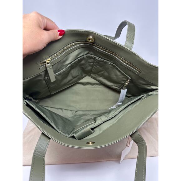 Quince NWT Classic Italian Leather Olive Tote Bag Purse - Picture 4 of 7